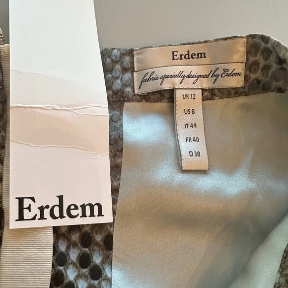 ERDEM Ari snake printed pencil skirt w/ blue lace panel, silk lining - US 8 - Picture 11 of 15